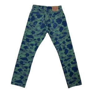 31" X 32" Bape Levis Green Camo Print Denim Jeans